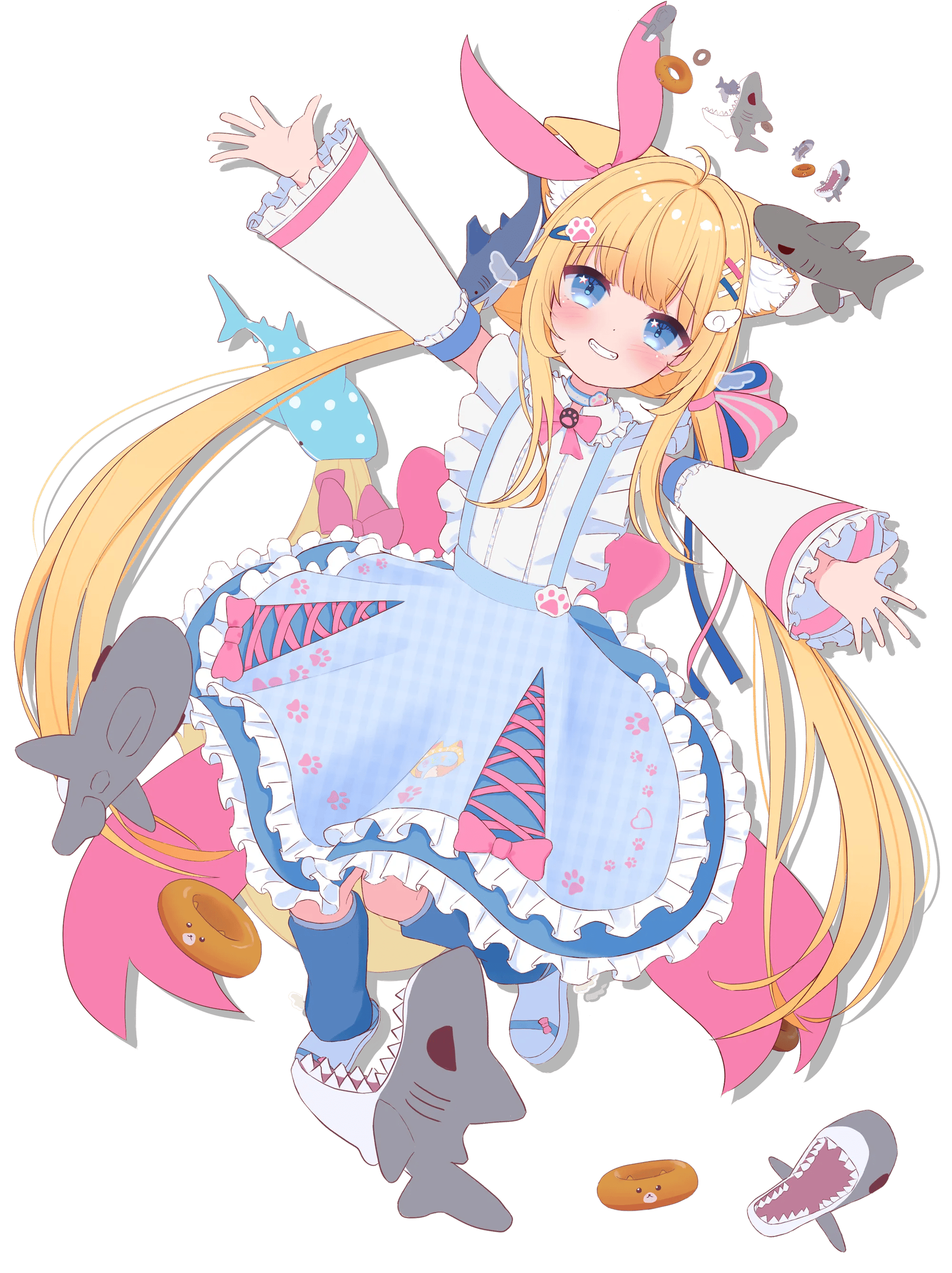 金髪ツインテールの女の子キャラクター「おてぃる」の誕生日を祝うキービジュアル。青いメイド服を着た可愛らしいキャラクターが笑顔でポーズを取り、周りにはカラフルなリボンやケーキなどの誕生日アイテムが散りばめられている。